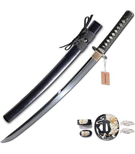 samurai MURASAME Wakizashi Sword T10 Steel Clay Tempered Real Hamon